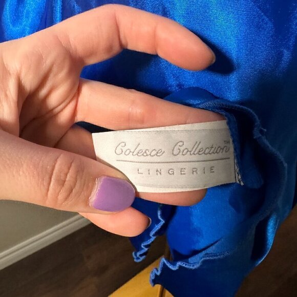 Vintage Lingerie Women's Blue  Satin Chemise Medium Nightgown Y2K - Picture 5 of 6